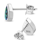 Abalone Shell Drop Silver Stud Earrings, e333